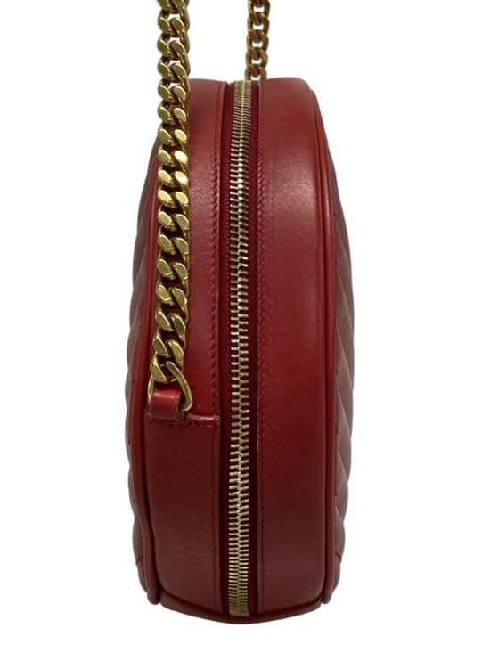 Saint Laurent Paris Shoulder Bag Red Chain Leather - Picture 4 of 15